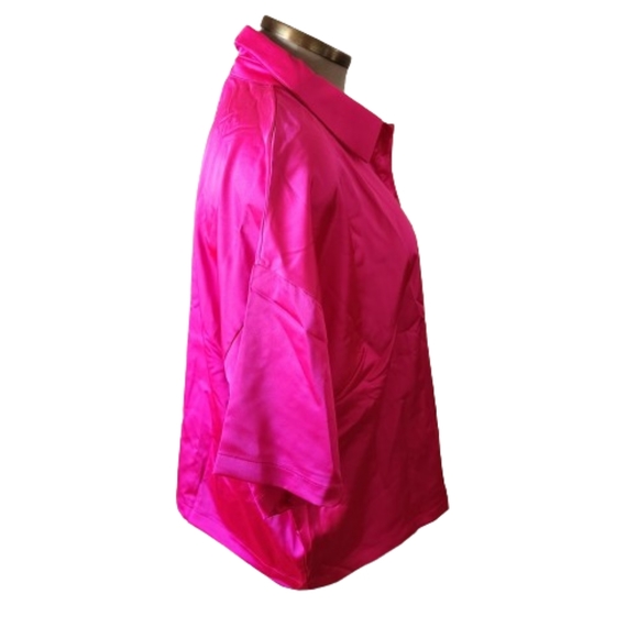 HOT PINK ☆ BOXY STYLE ☆ SATIN ☆ SHORT SLEEVE TOP ☆ NWT - Picture 5 of 9